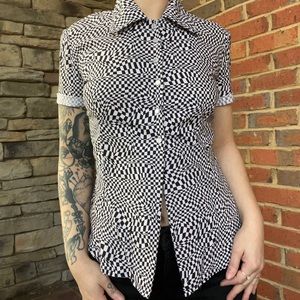*SOLD*Psychedelic up cycled button down black and white